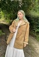 VINTAGE 90S SIZE LARGE GENUINE SUEDE SHEARLING TRENCH COAT 