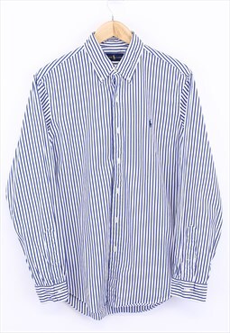 Vintage Ralph Lauren Stripe Shirt Navy White Button Up 90s