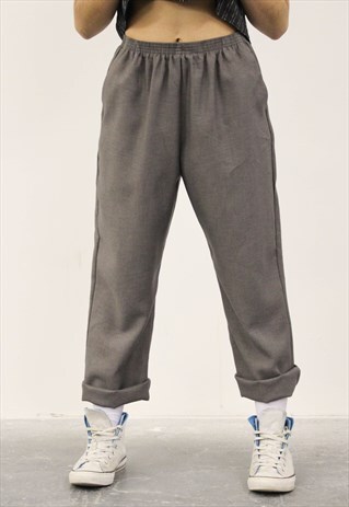 VINTAGE 1980S GREY HIGH-WAISTED TROUSER