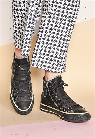 90S LEATHER HI TOP SNEAKERS