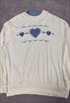 VINTAGE SWEATSHIRT EMBROIDERED HEART CUTE PATTERNED JUMPER