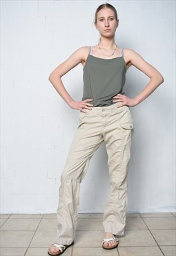 Vintage Y2K 00s retro mid rise solid cargo trousers pants