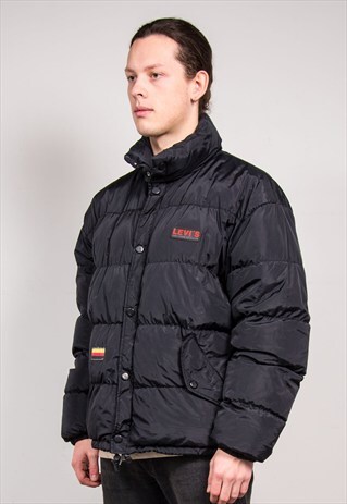 VINTAGE 90'S BLACK LEVI'S PUFFER PUFFA JACKET COAT