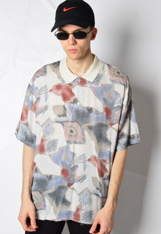 VINTAGE 80S PASTEL 1/3 BUTTON SHORT SLEEVE SHIRT
