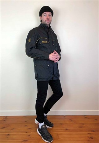 VINTAGE 90S BELSTAFF TRIALMASTER 500 JACKET BLACK XL