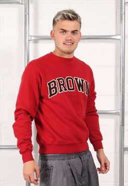 Vintage Champion Sweatshirt in Red College Jumper Small