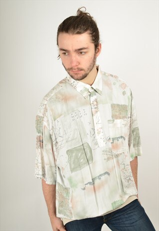 VINTAGE ABSTRACT CRAZY PATTERN SHIRT