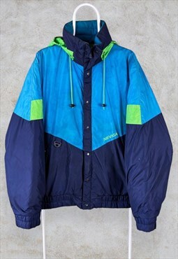 Vintage Nevica Ski Jacket Blue Green Colour Block Men's XL 