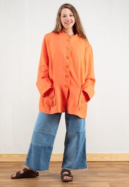 Vintage 90s Orange Linen Jacket
