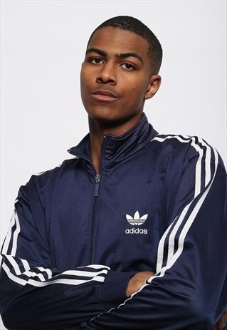 VINTAGE ADIDAS LOGO TRACK JACKET NAVY BLUE