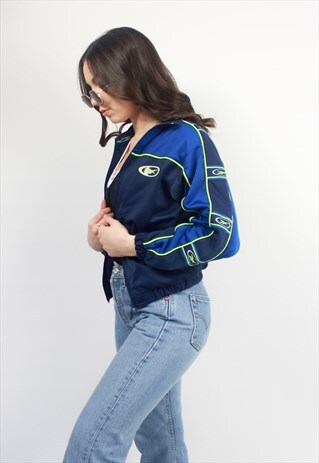 90'S RETRO GREEN & BLUE SIDE-TAPE TRACK JACKET
