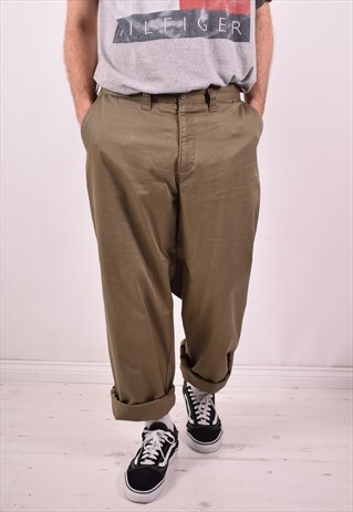 DOCKERS MENS VINTAGE TROUSERS W36 L34 KHAKI 90S