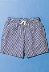 White - Navy Blue Pin Stripe Shorts