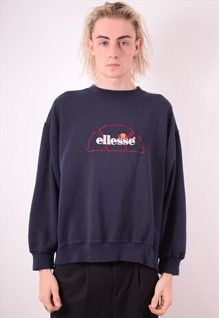 ELLESSE MENS VINTAGE SWEATSHIRT JUMPER XL BLUE 90S