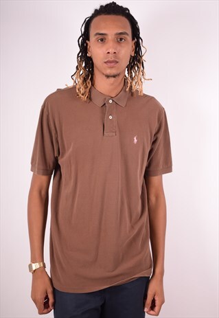 POLO RALPH LAUREN MENS VINTAGE POLO SHIRT XL BROWN 90S