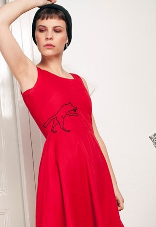 50S VINTAGE REWORKED LITTLE RED DRESS