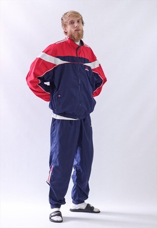 VINTAGE MENS LOGO TRACK SUIT PANTS WINDBREAKER JACKET