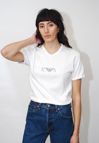 EMPORIO ARMANI T-SHIRT VINTAGE WHITE Y2K GIORGIO TOP BRAND