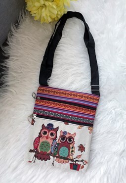 Owl Tapestry Cross Body Bag