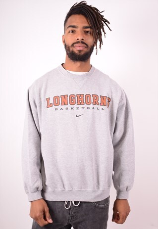 NIKE MENS VINTAGE LONGHORNS SWEATSHIRT JUMPER LARGE GREY 90S