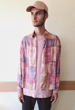 VINTAGE 90S ABSTRACT PATTERNED PASTEL SHIRT