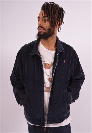 POLO RALPH LAUREN MENS VINTAGE CORDUROY JACKET XL BLUE 90S