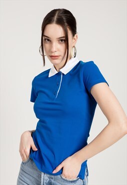 Classic Polo Collared T-shirt in Blue