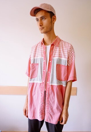 VINTAGE PATCHED DENIM COLORFUL SHIRT