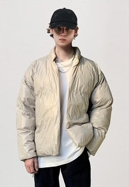 Kanye bomber jacket cropped solid unusual puffer in cream