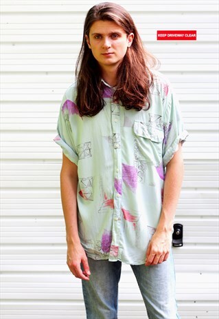 1990'S VINTAGE OVERSIZED ABSTRACT PRINT FESTIVAL SHIRT