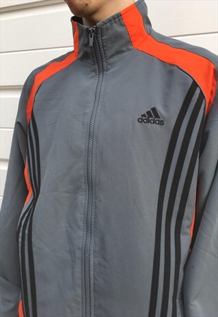MENS ADIDAS JACKET ORANGE GREY SPORTS TOP FESTIVAL ZIPPER
