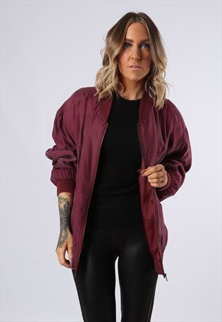 SILK BOMBER JACKET PLAIN OVERSIZED VINTAGE UK 16 - 18 (N3W)