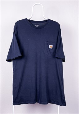 Vintage Carhartt Pocket T-Shirt Navy Blue XXL
