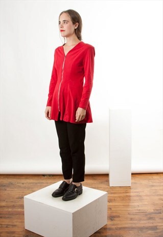 ON SALE LONG SLEEVE PLEATED TUNIC / RED ZIP-UP DRESS