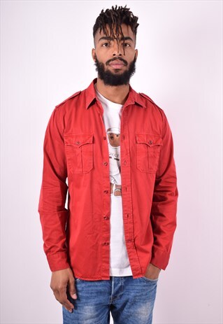 DOCKERS MENS VINTAGE SHIRT SMALL RED 90'S