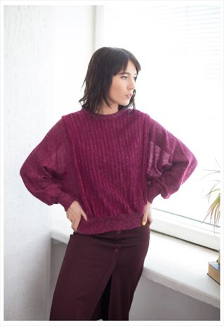 VINTAGE 80'S KNITTED PURPLE/PINK JUMPER
