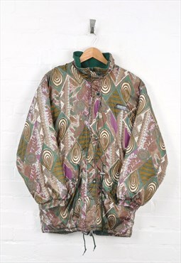 Vintage Patterned Jacket Green Ladies Medium