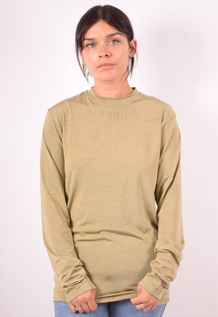 FERRE WOMENS VINTAGE TOP LONG SLEEVE MEDIUM KHAKI 90S