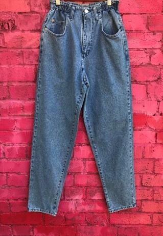VINTAGE BLUE HIGH WAISTED ELASTICATED JEANS
