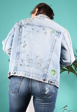 Vintage Levi's Reworked Denim Jacket in Blue Embroidery Bee
