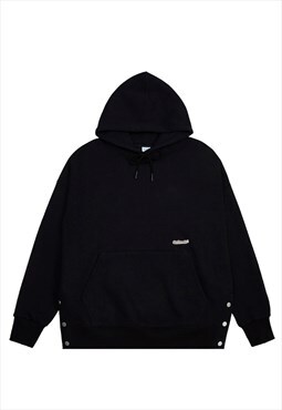 Kalodis Casual Side Slit Breasted Solid Hoodie