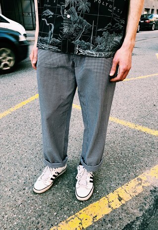 VINTAGE 90S BLACK AND WHITE CHECK PANTS