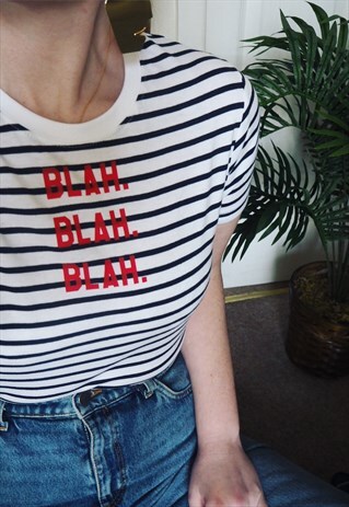 BLAH BLAH BLAH STRIPED T SHIRT