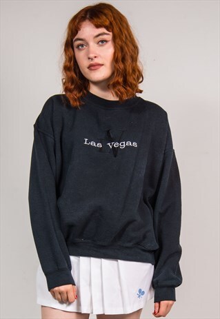 90'S VINTAGE LAS VEGAS BLACK SWEATSHIRT JUMPER