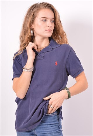 VINTAGE POLO RALPH LAUREN POLO SHIRT NAVY BLUE