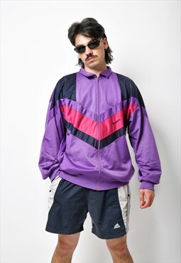 Vintage purple track jacket for men Retro 80s 90s Old School