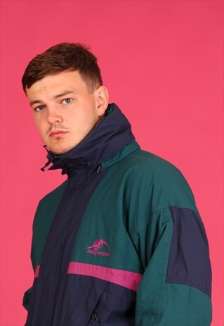 HELLY HANSEN NAVY GREEN AND PINK COAT