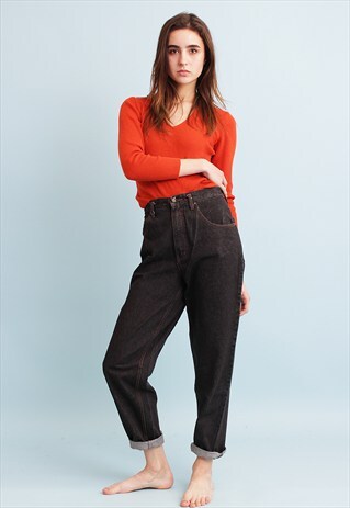 90'S RETRO HIGH WAIST OVERSIZED DENIM CLASSY MOM'S JEANS