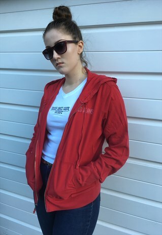 WOMENS RALPH LAUREN POLO JEANS RED HOODIE ZIPPER TOP