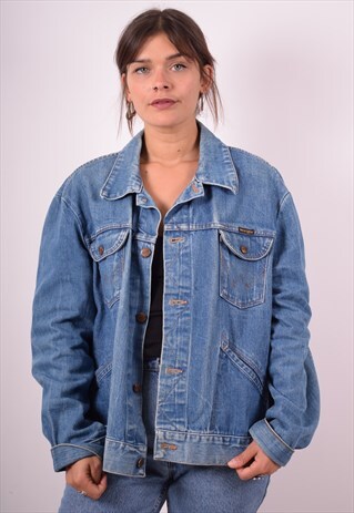 WRANGLER WOMENS VINTAGE DENIM JACKET XL BLUE 90S